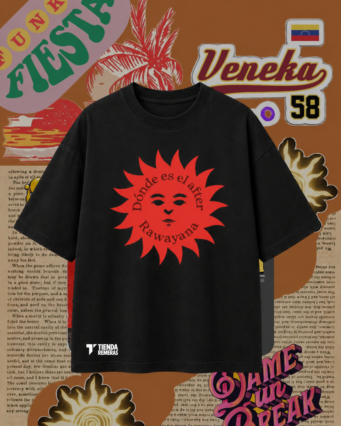 remera logo donde es el after rawayana